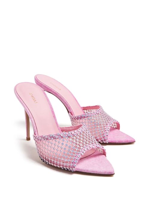 Rose pink leather mesh panelling crystal pump Le Silla | 2340A100R1PPSTB719